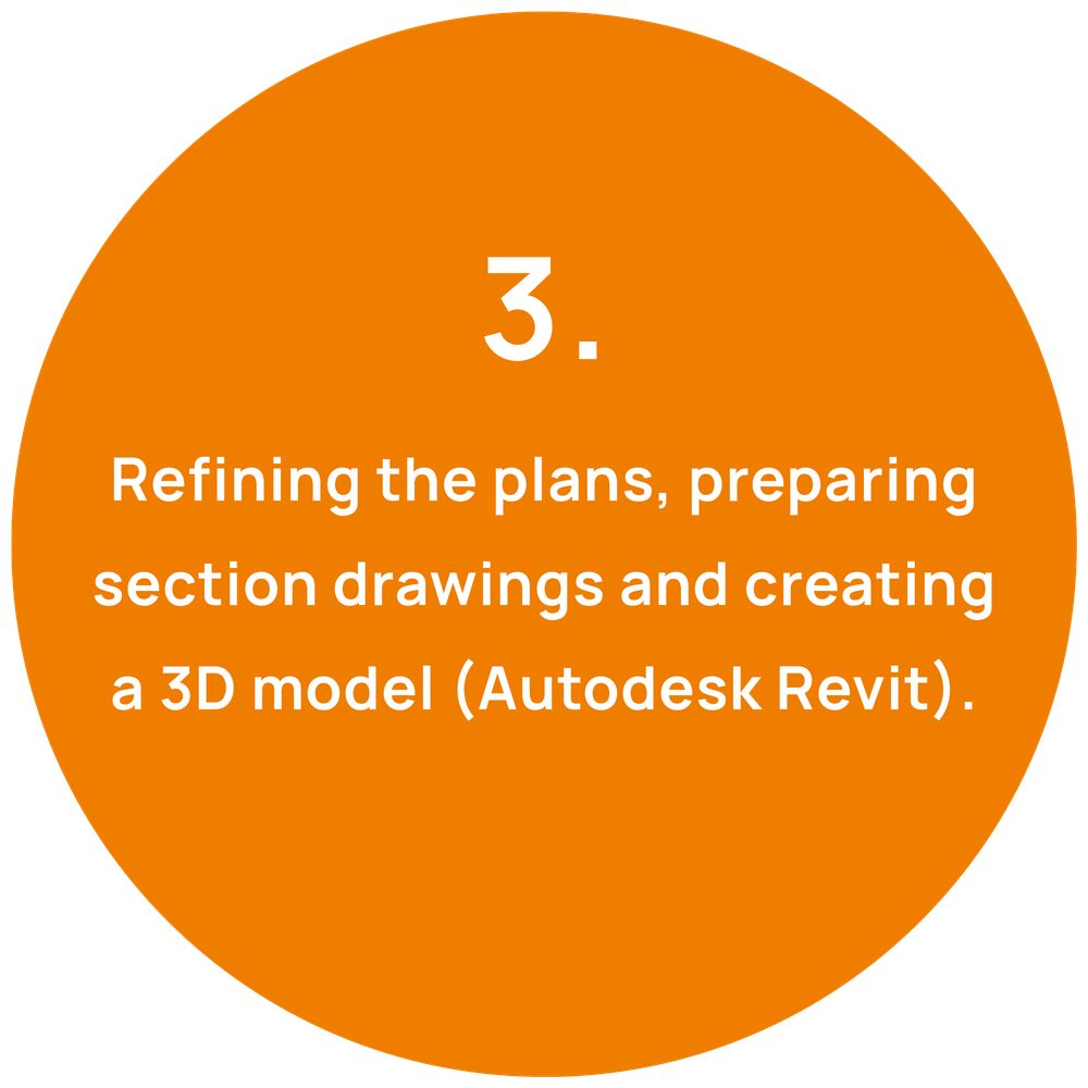 Step 3: refining the plans, preparing section drawings and creating a 3D model in Autodesk Revit
